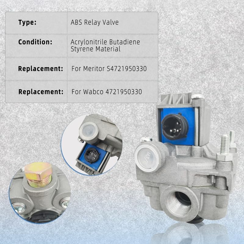 4721950330 S4721950330 Válvula de relé ABS para Meritor S4721950330, para Wabco 4721950330 12V Remolque ABS Modulador Válvula (1 PCS)