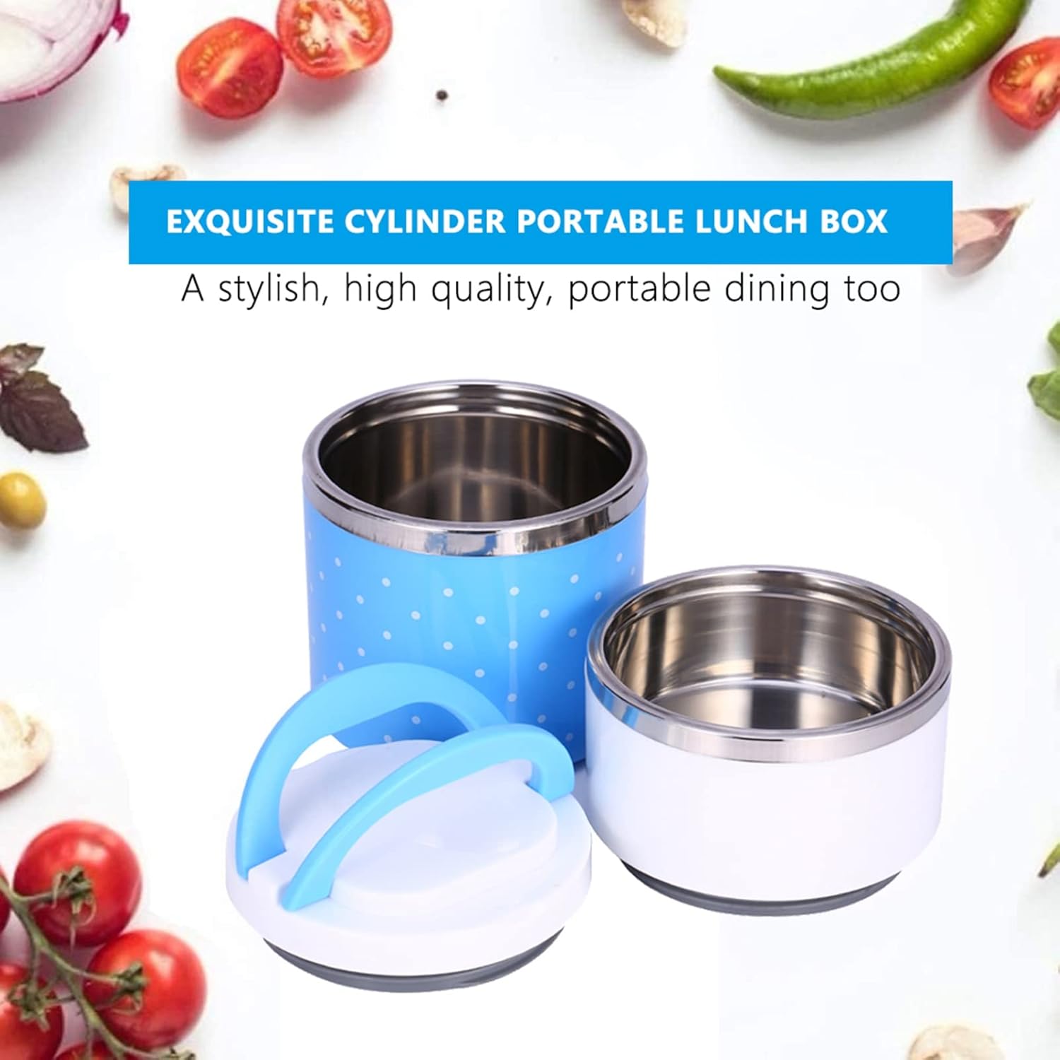 Fiambrera de 2 capas de aislamiento de acero inoxidable termo térmica lonchera contenedor de alimentos suministros de cocina