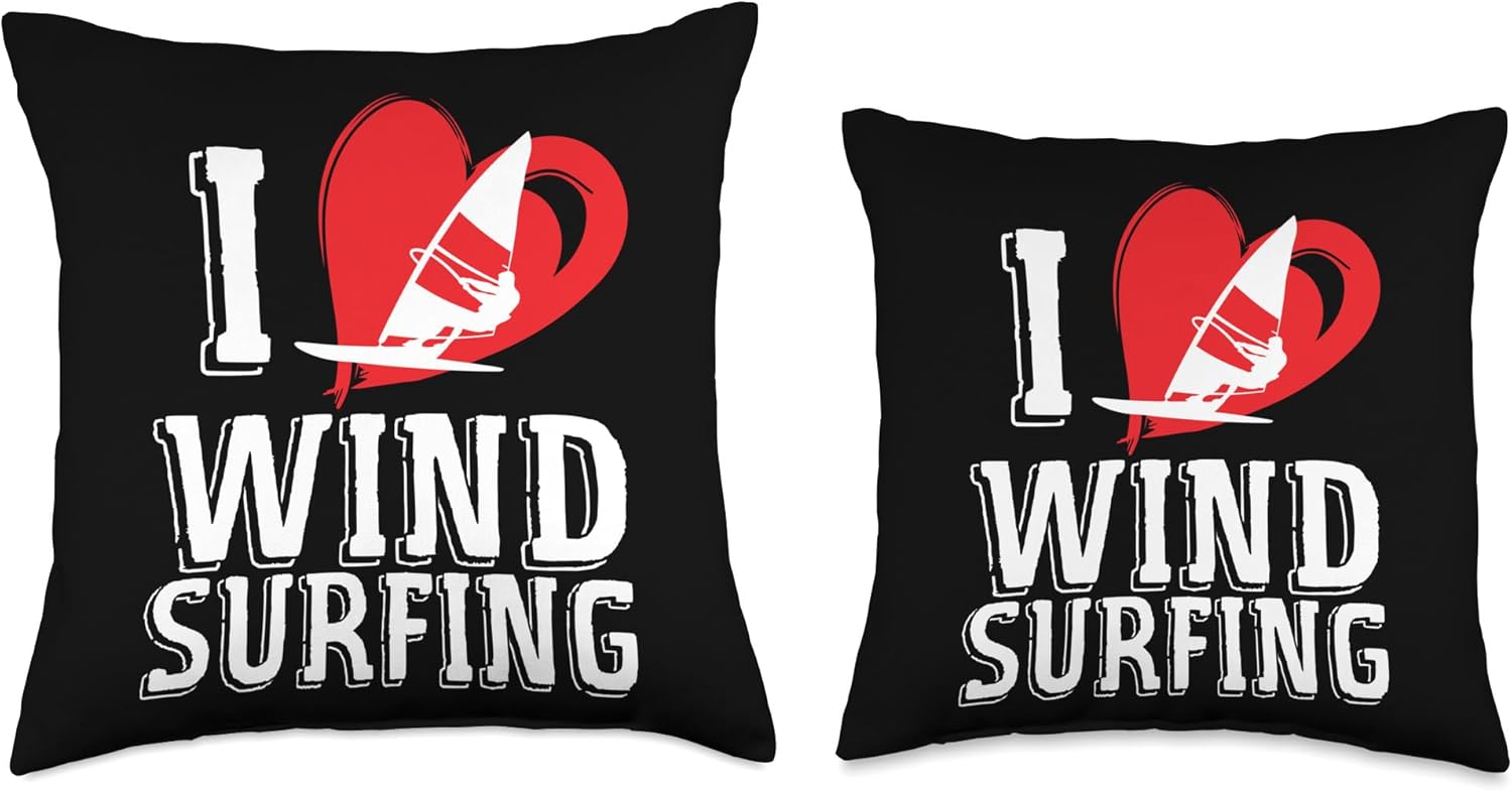 Windsurfer Windsurfing Windsurf Kitesurfing Motifs Love Surfing Windsurfer Throw Pillow, 16×16, Multicolor