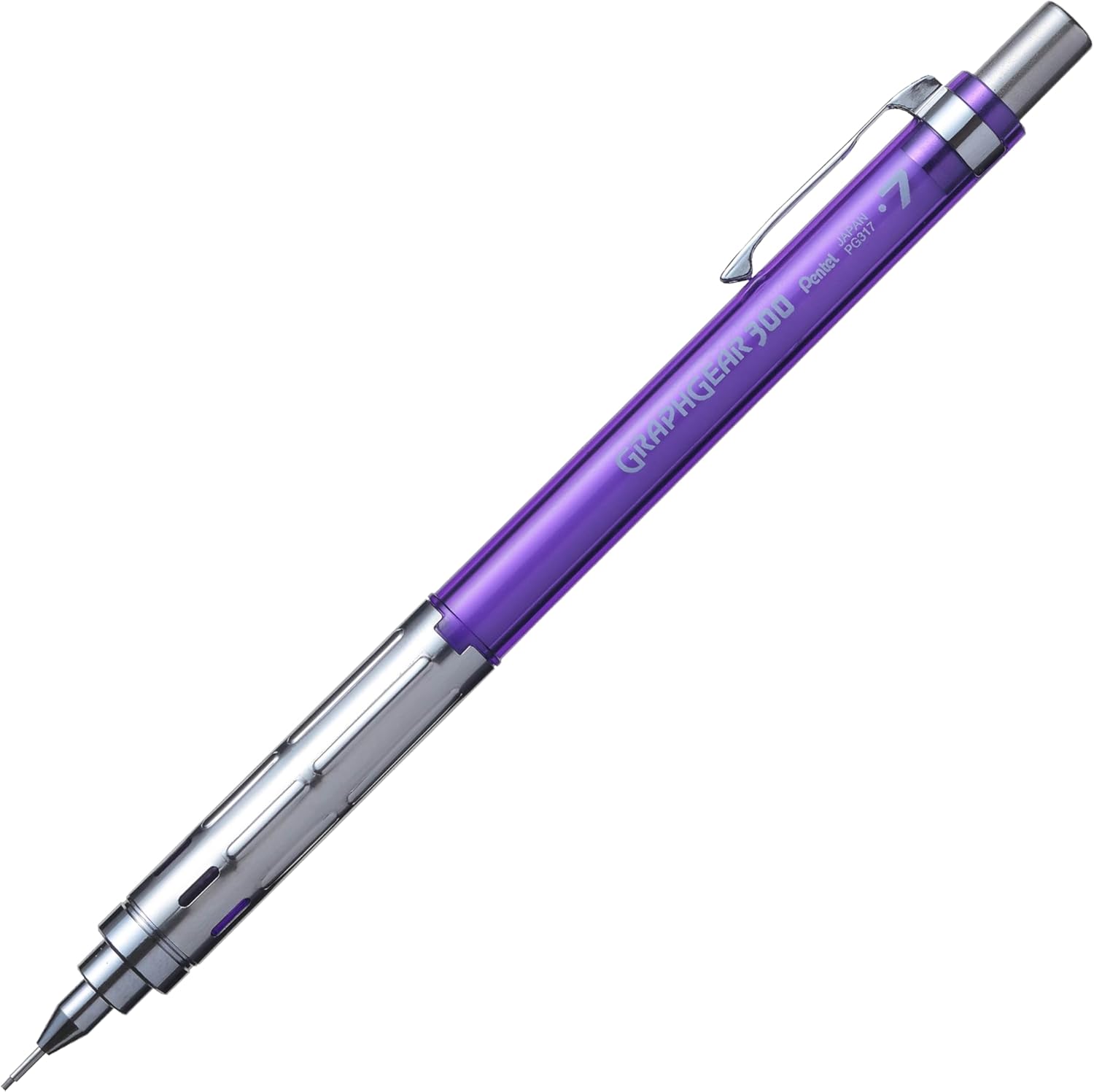 Pentel GraphGear 300 – Lápiz mecánico, caja de 12 lápices, violeta, 0.028 in