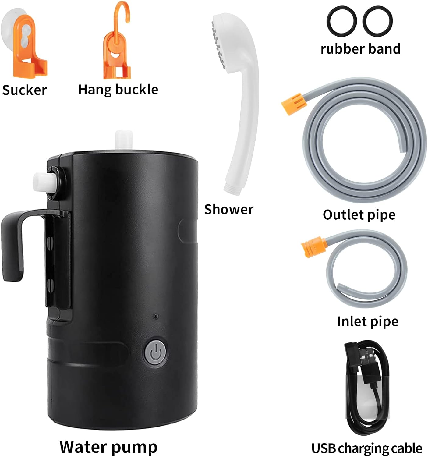 Ducha portátil al aire libre, 2 modos de flujo, bomba de ducha alimentada por batería de 4400 mAh para senderismomochilero, viajes, playa, mascotas,