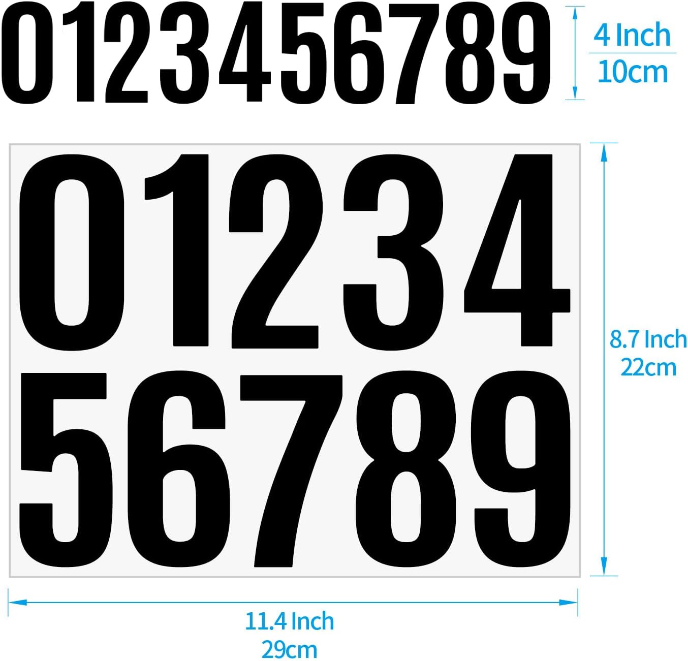 Calcomanías de letras grandes de 4 pulgadas, 103 piezas, 10 hojas grandes autoadhesivas de números, para buzón, puerta, automóviles, ventanas,