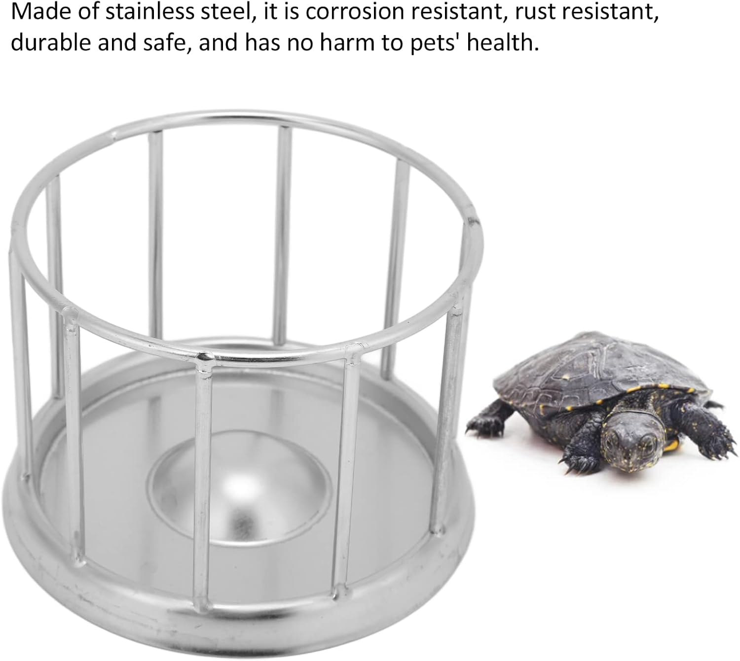 Tazón de alimentación de reptiles, plato de comida de acero inoxidable para reptiles, forma de barandilla, plato de tortuga, bandeja de agua,