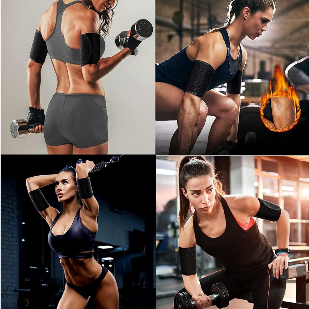 Recortadores de brazos, bandas de brazo para mujer, entrenamiento de brazo, reductor de grasa, bandas de sudor en forma de, Azul
