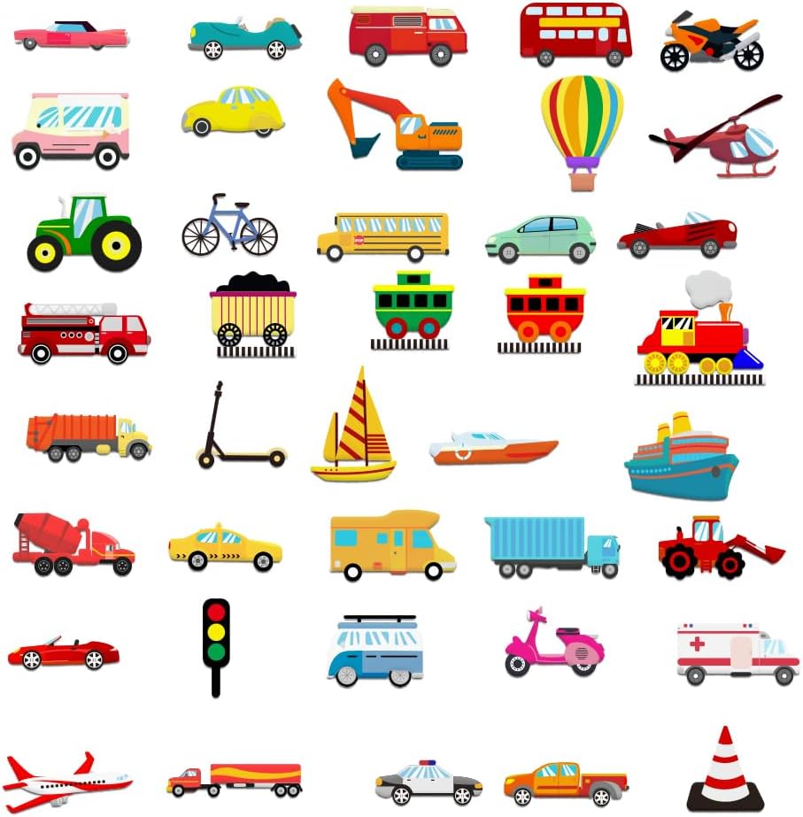 BEUNITONE Juego de 40 piezas de tablero de fieltro de transporte, juego de tablero de historia de fieltro para automóvil, tablero de franela de