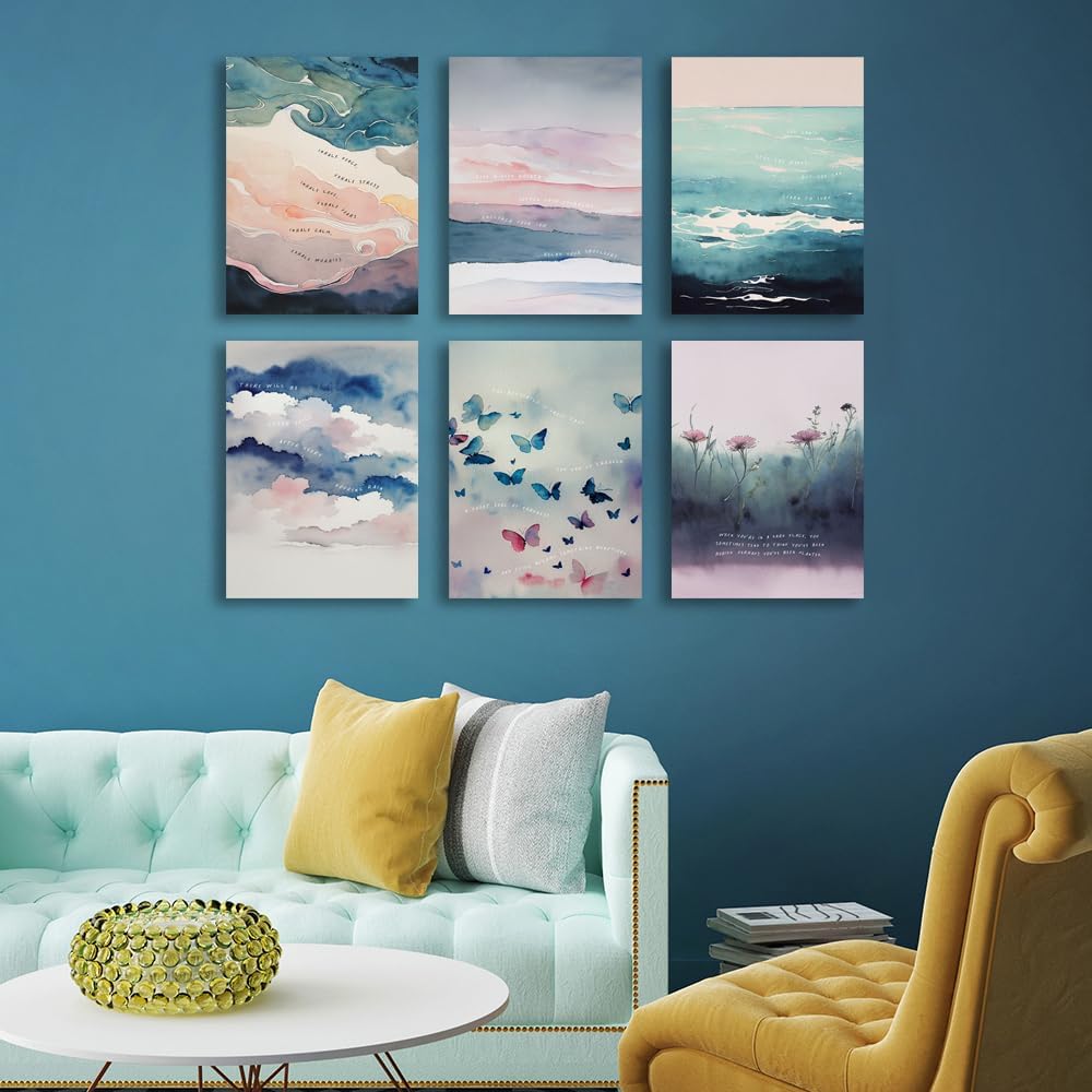 6 pósteres de salud mental, arte de pared para terapia de ansiedad, motivacional, decoración de oficina para citas positivas, lienzo inspirador para