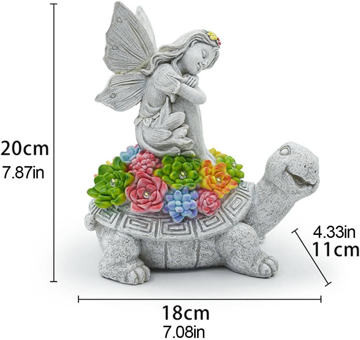Estatuas solares de tortuga  Atractiva estatua de hada de jardín  Adorno de tortuga alimentado por energía solar con luces LED  Estatuas solares de
