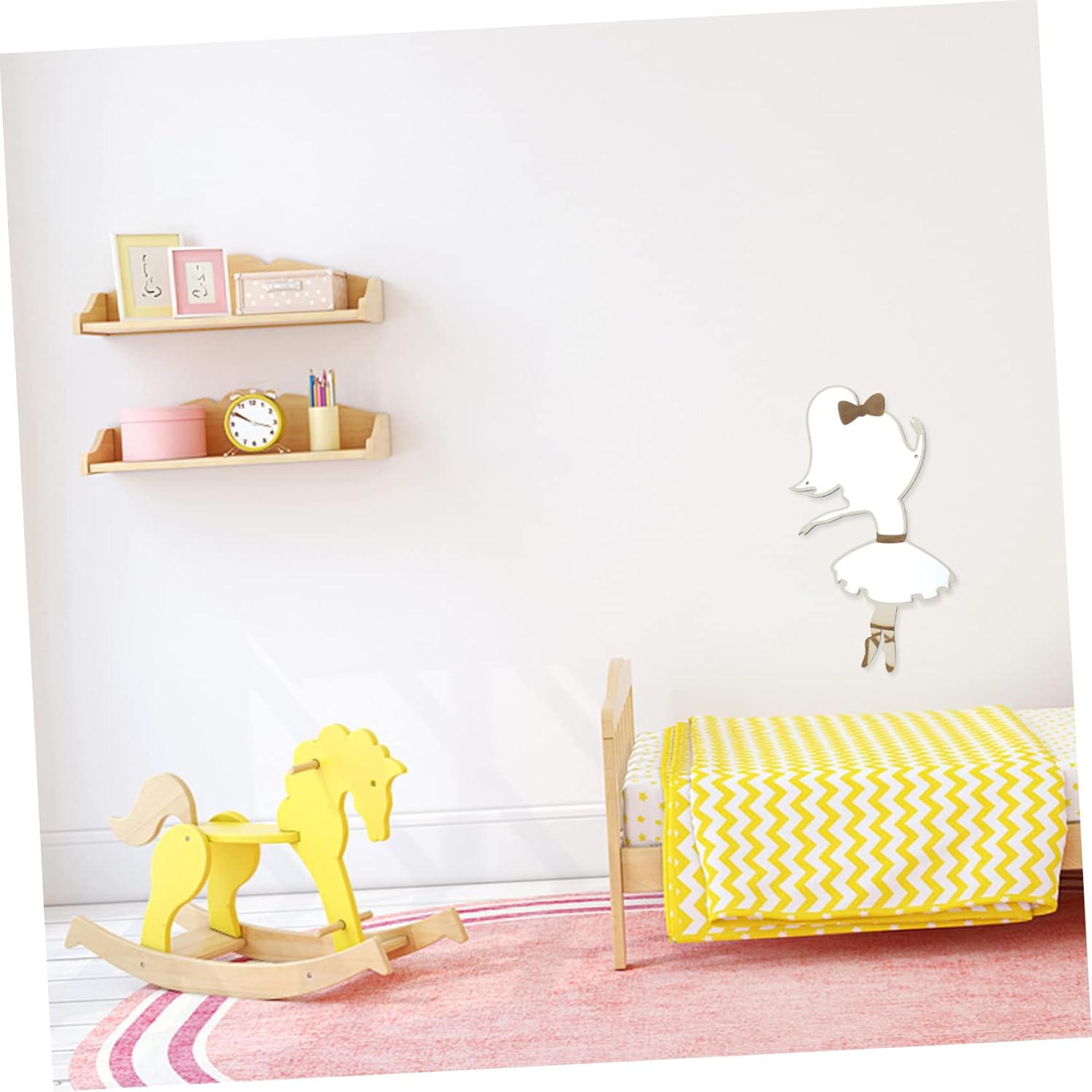 TOYANDONA Espejo vintage pegatinas de madera apliques decoración para niños decoración del hogar espejo de pared de acento espejo de seguridad