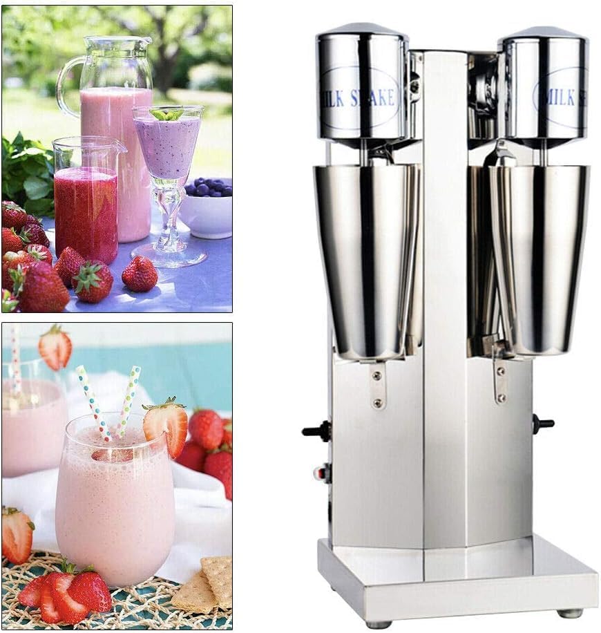 Batidora eléctrica de acero inoxidable de doble cabezal para batidos, licuadora de 110 V para el hogar, batidora de helado suave para el hogar,