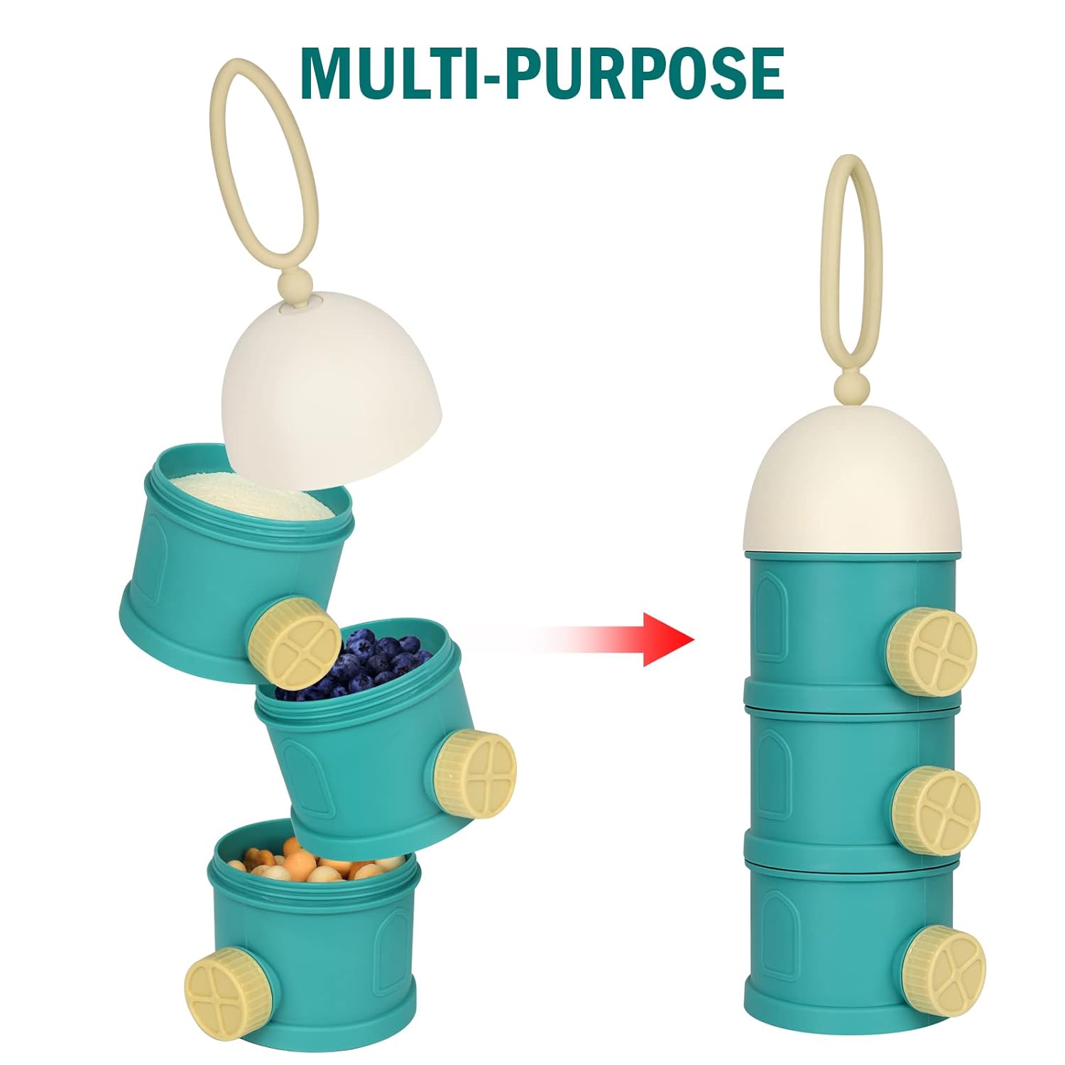 Accmor Dispensador de fórmula para bebés sobre la marcha, 3 capas apilables, antiderrames, para almacenamiento de aperitivos, leche en polvo,