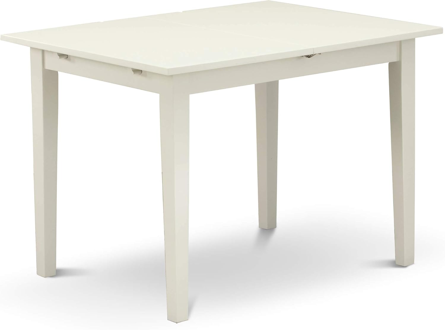 East West Furniture NOEN3-LWH-06 – El juego de 3 piezas contiene una mesa de comedor rectangular con hoja de mariposa y 2 sillas tapizadas de tela