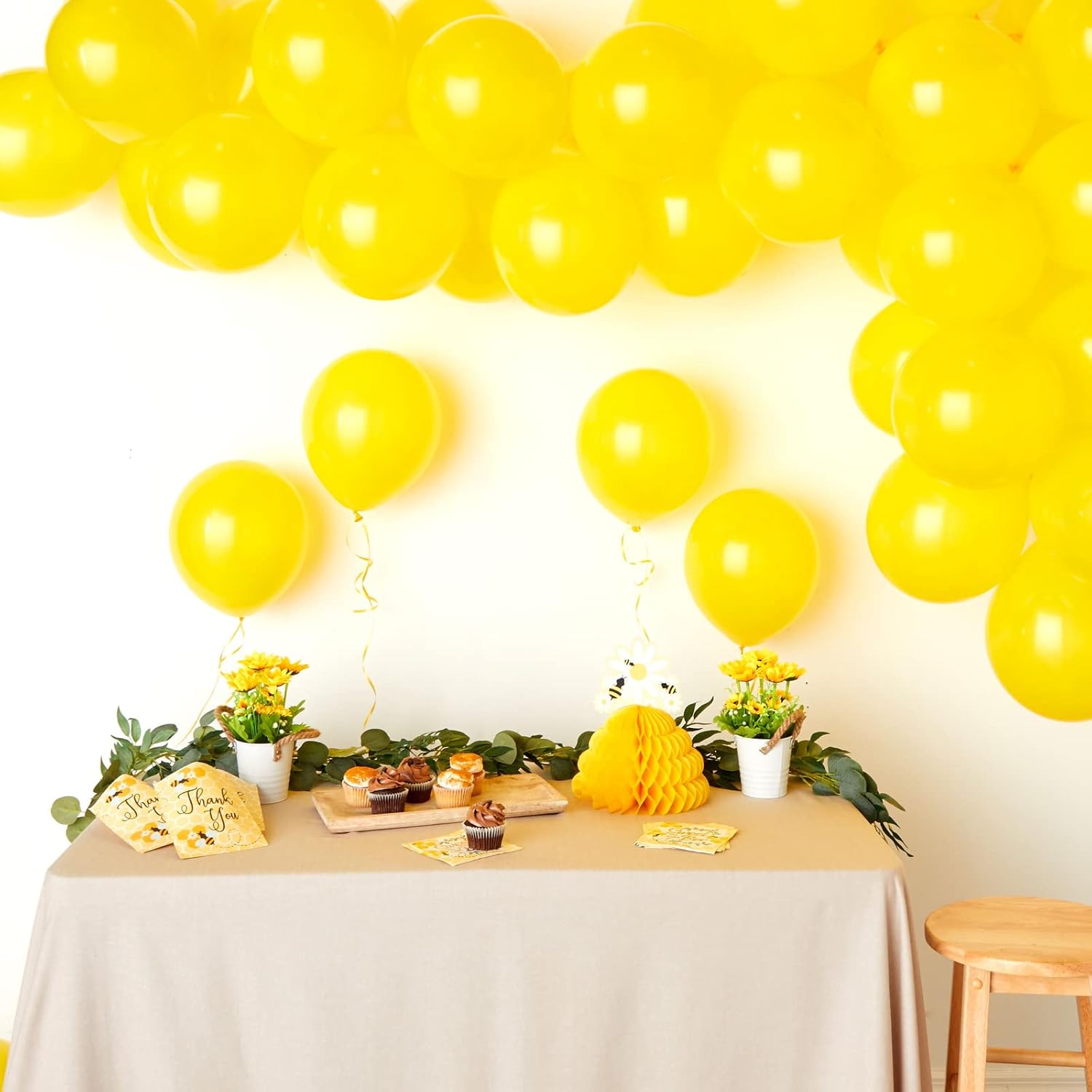 Kit de globos amarillos para guirnalda de arco, decoraciones de fiesta de cumpleaños de girasol (kit de 104 piezas)