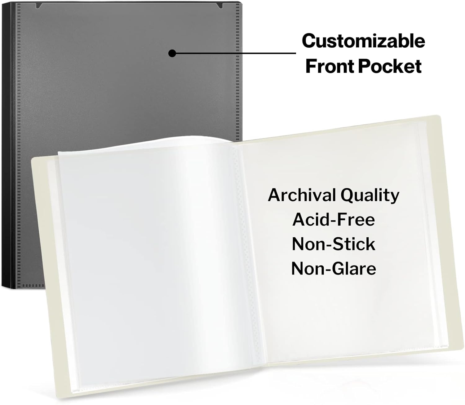 CRANBURY Carpeta portafolio para fotos de 8 x 10 pulgadas (negro), libro de presentación de arte de 8 x 10 con fundas de plástico transparente, 24 - Imagen 5