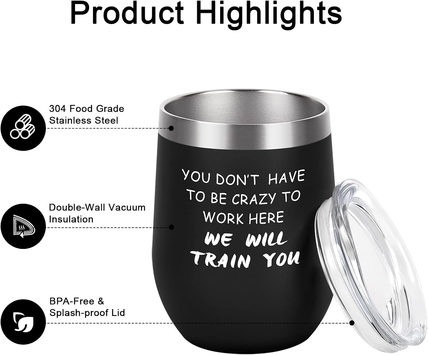 Vaso de vino con tapa con aislamiento de acero inoxidable de 12 onzas con tapa, regalo para el día del jefe de jefe de jefe de jefe para hombres,