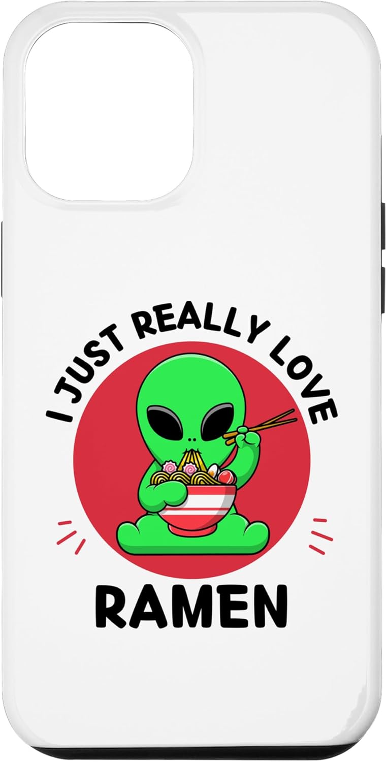 iPhone 13 Pro Max Cute Kawaii Alien I Just Really Love Ramen Noodles Lover Case
