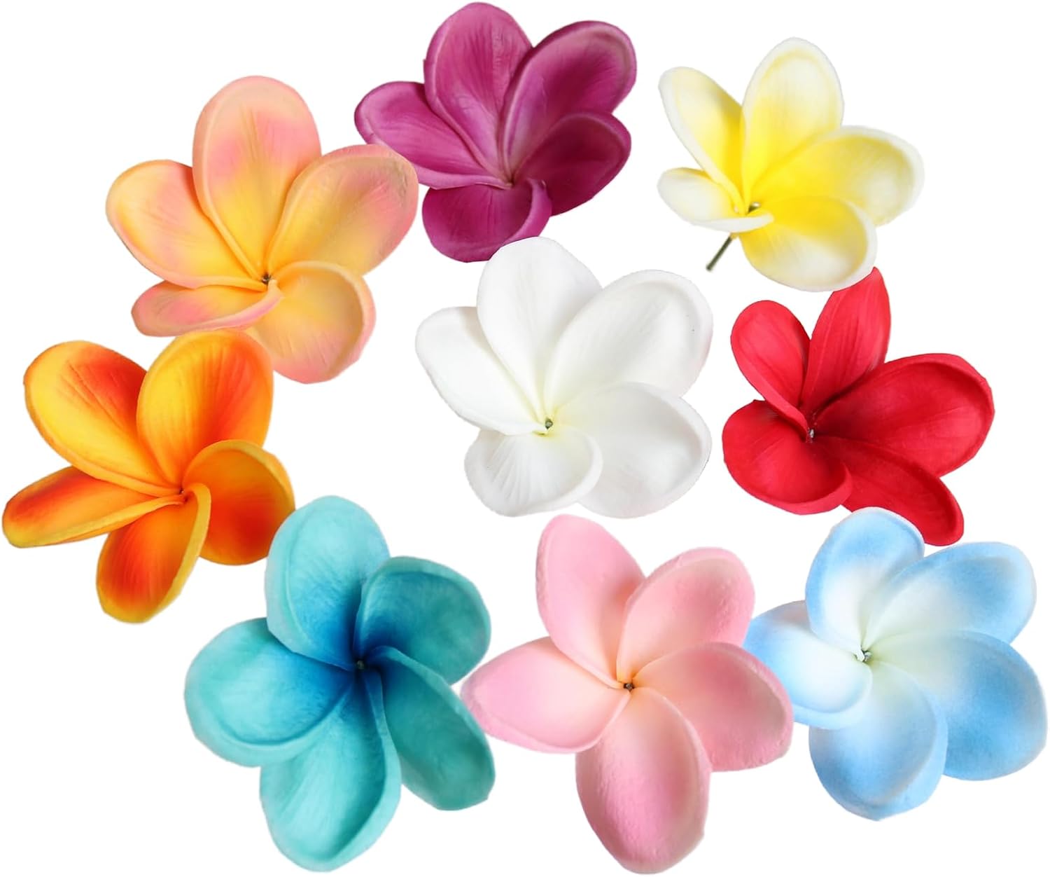 10 piezas de flores artificiales de tacto real, no de seda, con tallo para decoración de pasteles y ramos de boda (azul oscuro)