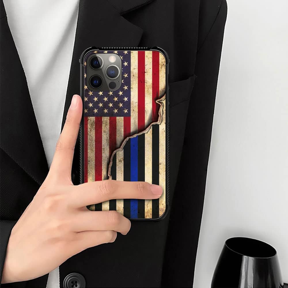 DAIZAG Funda compatible con iPhone 13 Pro Max, funda de poliuretano termoplástico con empalme rojo y azul de la bandera estadounidense para iPhone