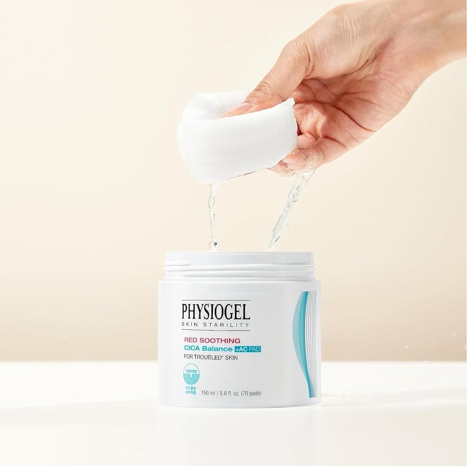 Physiogel Almohadilla de tóner calmante para hombres y mujeres, exfoliante suave y calmante para la piel, cica, ácido salicílico BHA, niacinamida,