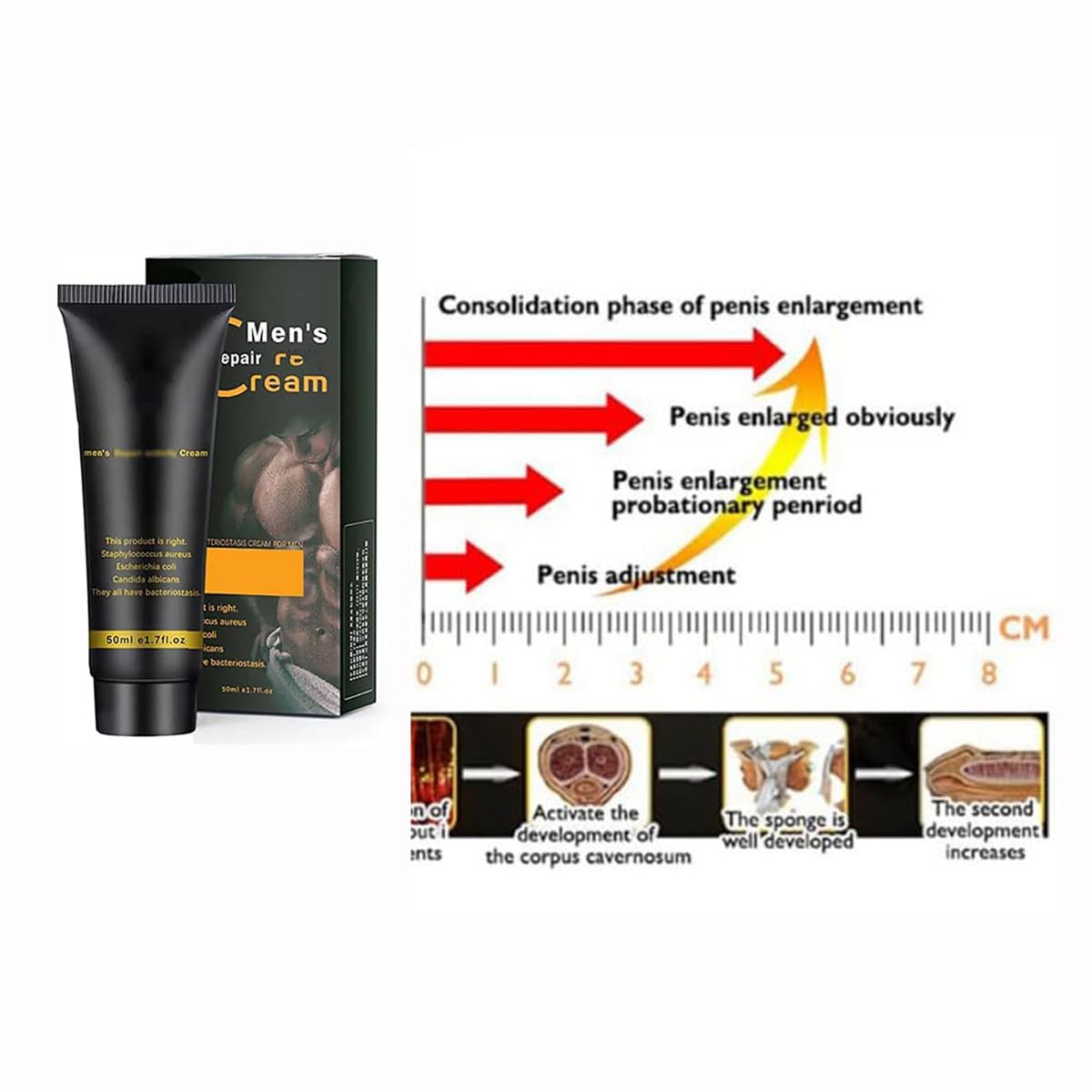 Ampliación masculina, crema de ampliación de parte privada, crema extensora más gruesa más larga y fuerte para hombre Alluckia Cream para hombres