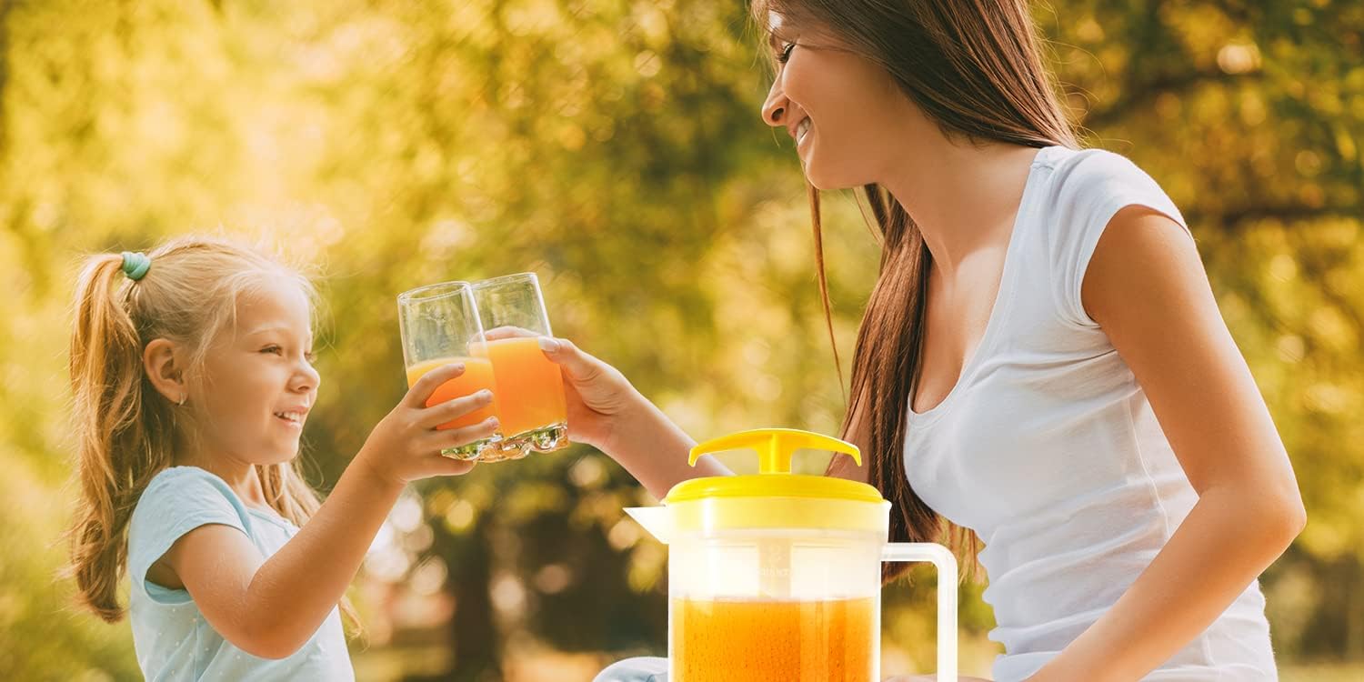 Jarra mezcladora para bebidas, jarra de agua de plástico con tapa y émbolo con cuchillas en ángulo, recipiente de jugo de mezcla fácil, capacidad de