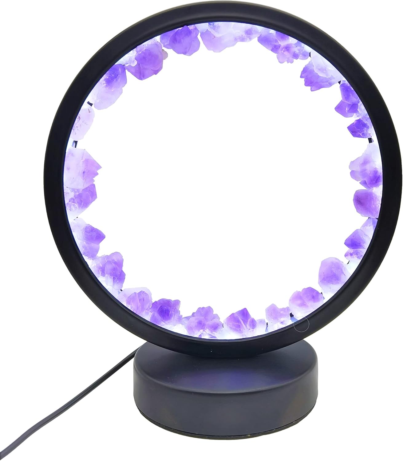 Luz nocturna de cristal natural, lámpara de noche de alimentación USB para dormitorio, sala de estar, protección ocular de luz suave (amatista 01)