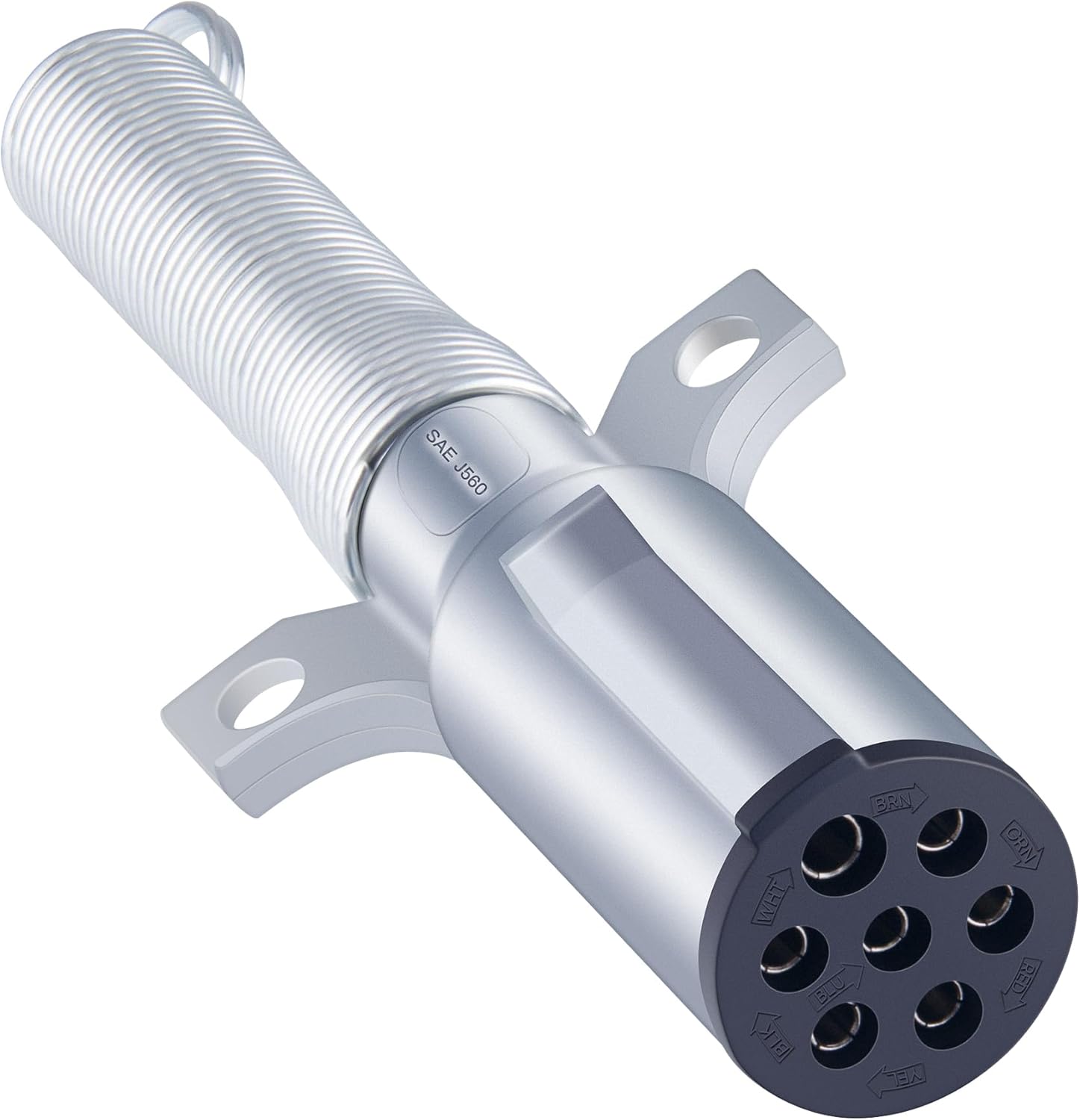 Enchufe de repuesto de 7 vías, conector de remolque de 7 pines, conjunto de enchufe fundido a presión resistente, con protector de resorte,