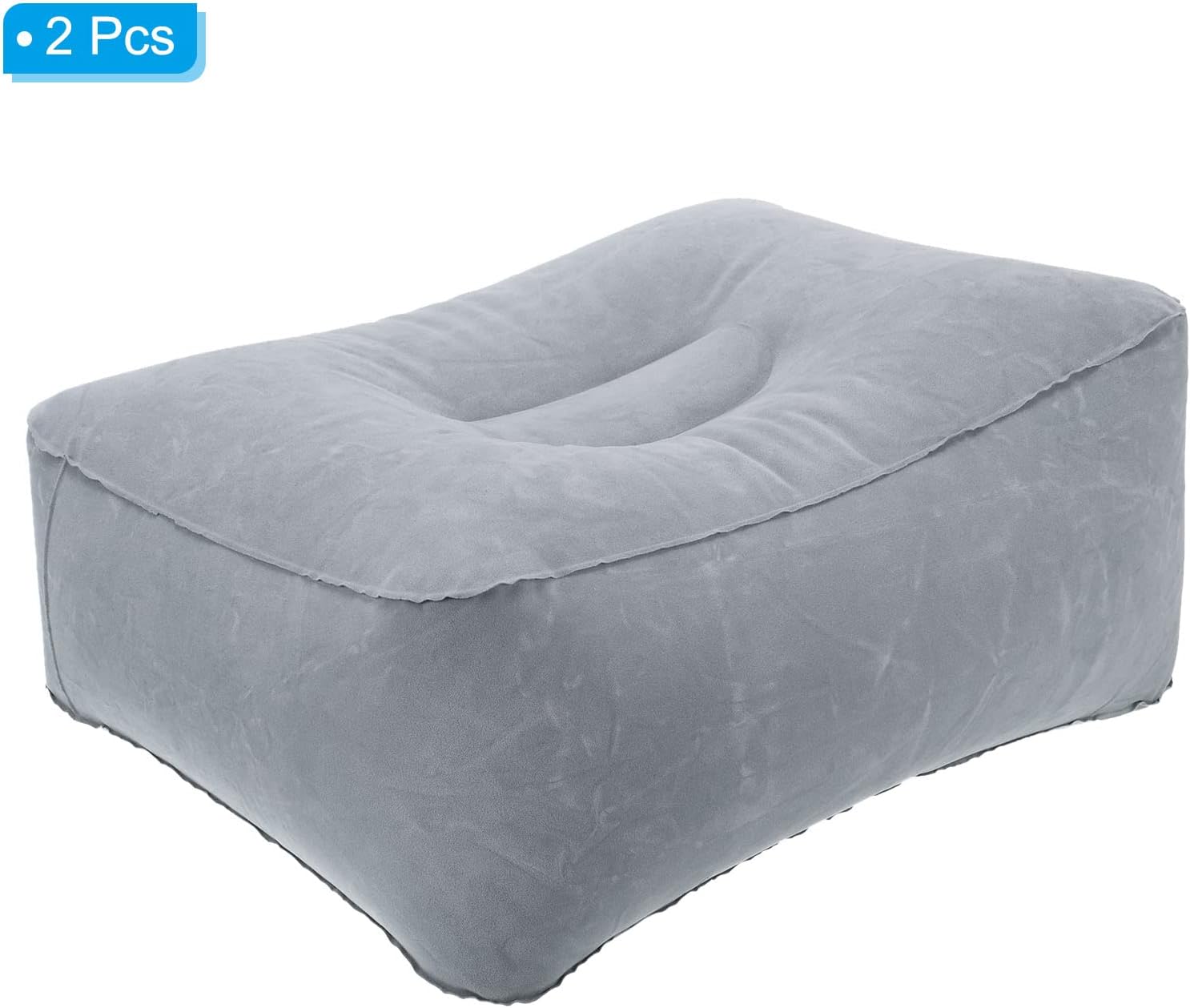 PATIKIL Almohada de descanso de pies de viaje, paquete de 2 cojines inflables para reposapiés para asiento de automóvil, reposapiés, almohada para