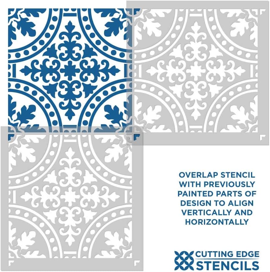 Florenza – Plantilla de azulejos de cemento, azulejos italianos sintéticos, plantillas reutilizables para decoración del hogar (extra grande)