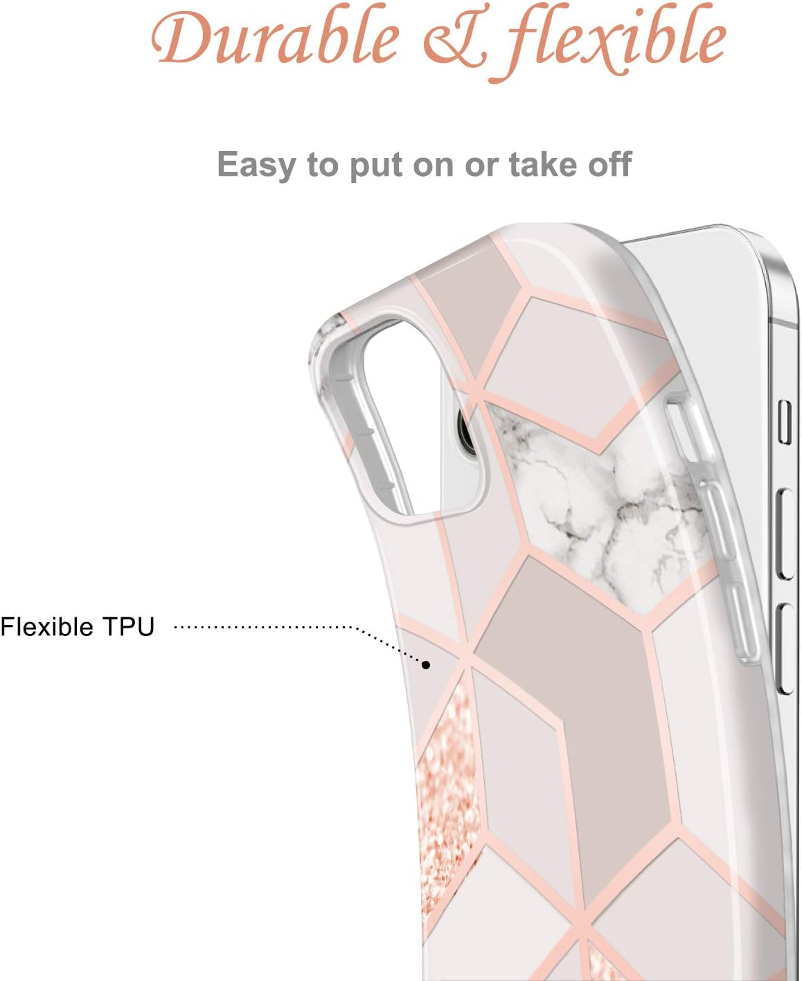 JAHOLAN – Carcasa para iPhone 12 y iPhone 12 Pro, diseño de mármol transparente, carcasa de silicona de goma suave, carcasa de 6,1 pulgadas