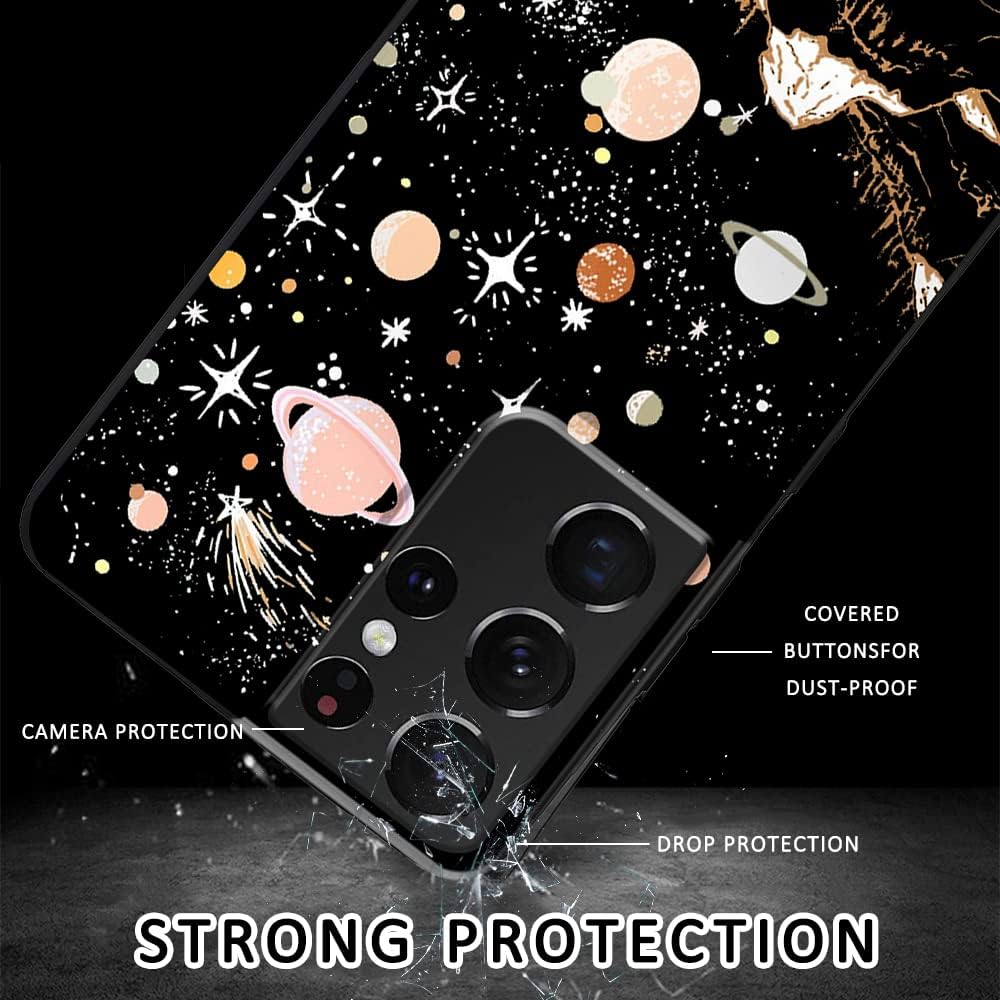 Funda compatible con Samsung Galaxy S21 Ultra, diseño de patrón estético espacial retro, protección de cuerpo completo a prueba de golpes para