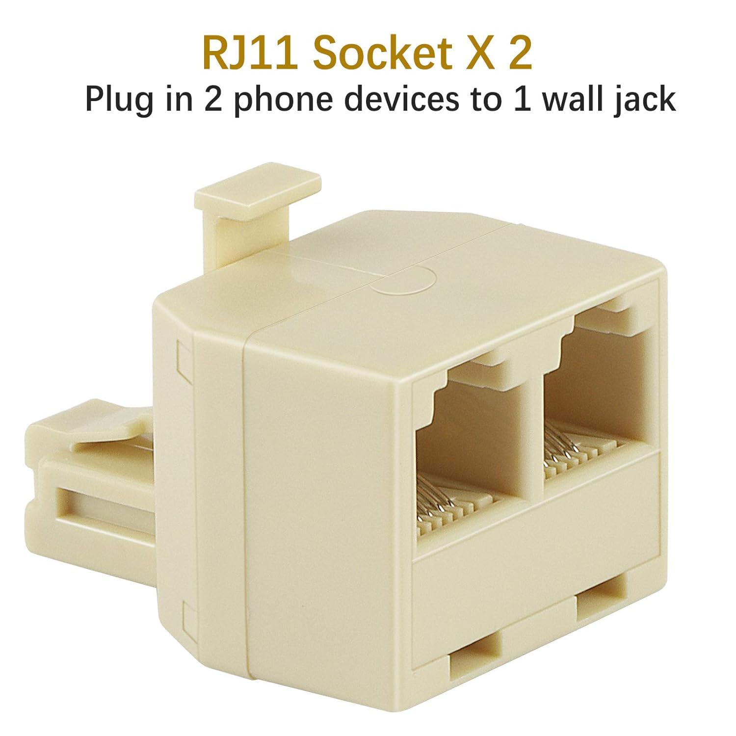 Uvital Adaptador de pared dúplex RJ11, divisor de línea de teléfono duplex, enchufe de pared de 1 a 2 convertidores modulares para oficina, hogar,