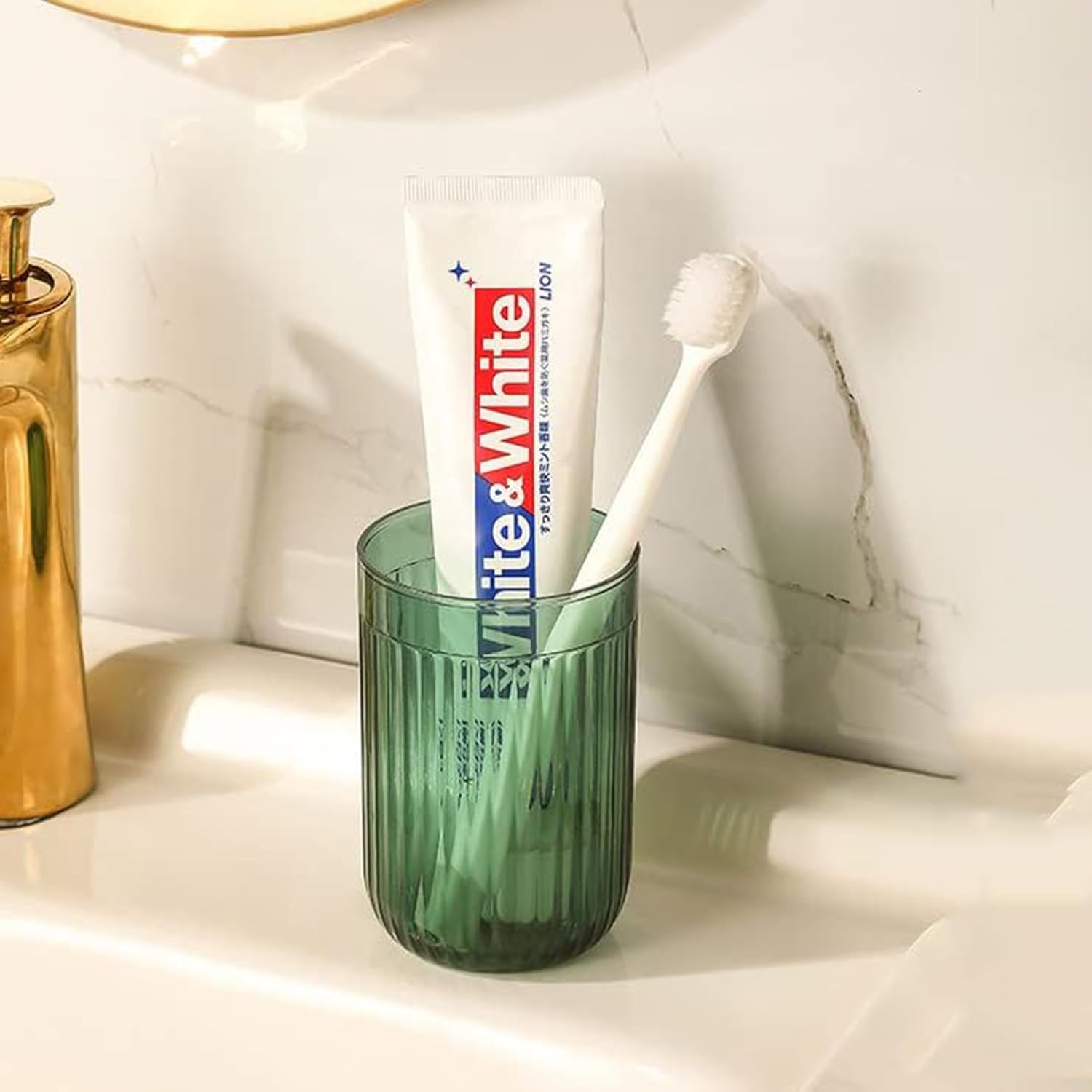Vaso de baño, vaso de plástico multiusos para enjuague bucal y cepillo de dientes (paquete de 4)