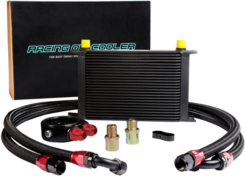 PIT66 25 filas AN10-10AN universal aluminio motor transmisión aceite enfriador kit+filtro de aceite reubicación kit negro B Set