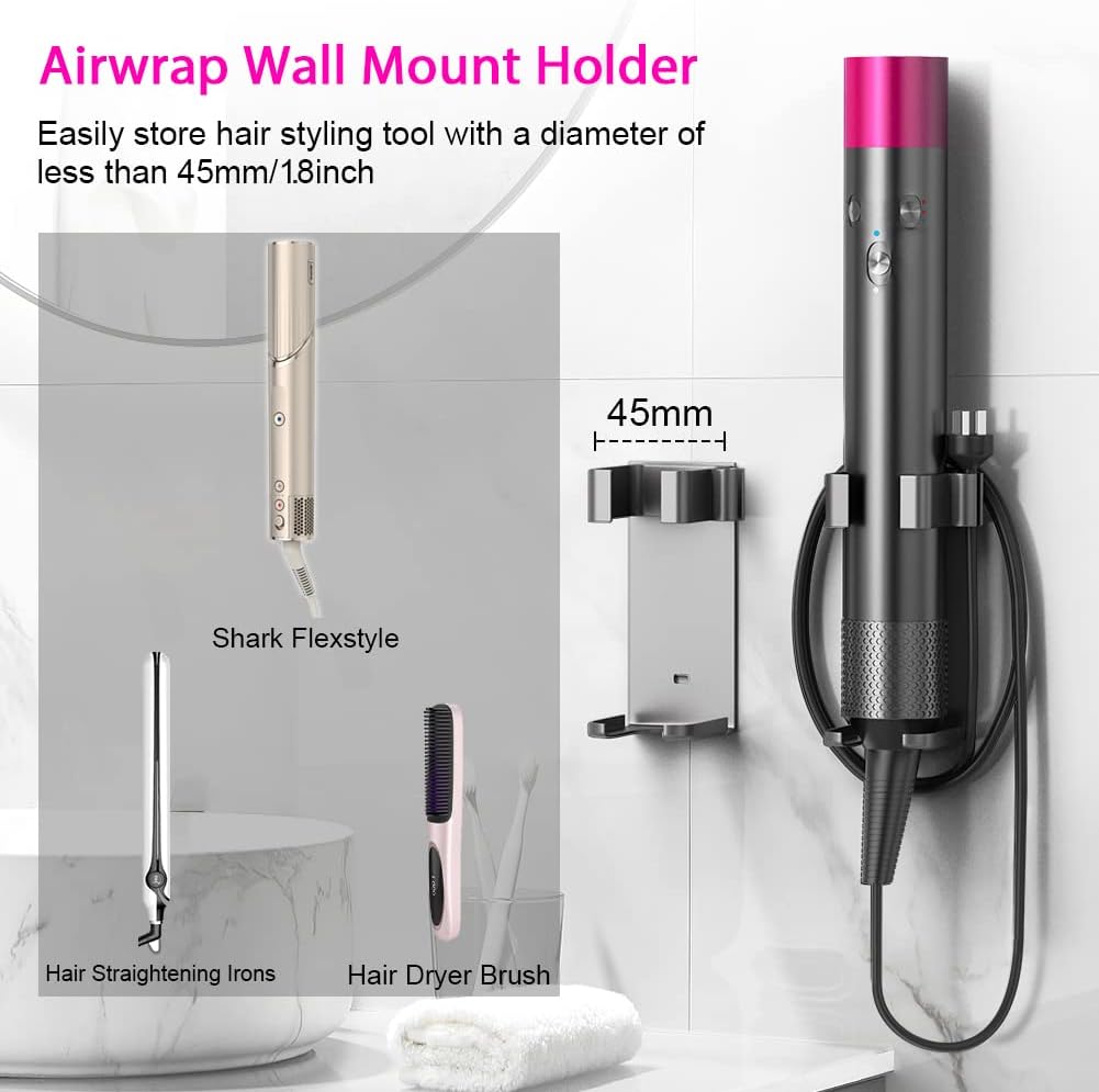 JLNJLE Soporte de pared compatible con Dyson AirwrapShark FlexStyle, organizador de varita rizadora, resistente al calor, almacenamiento de