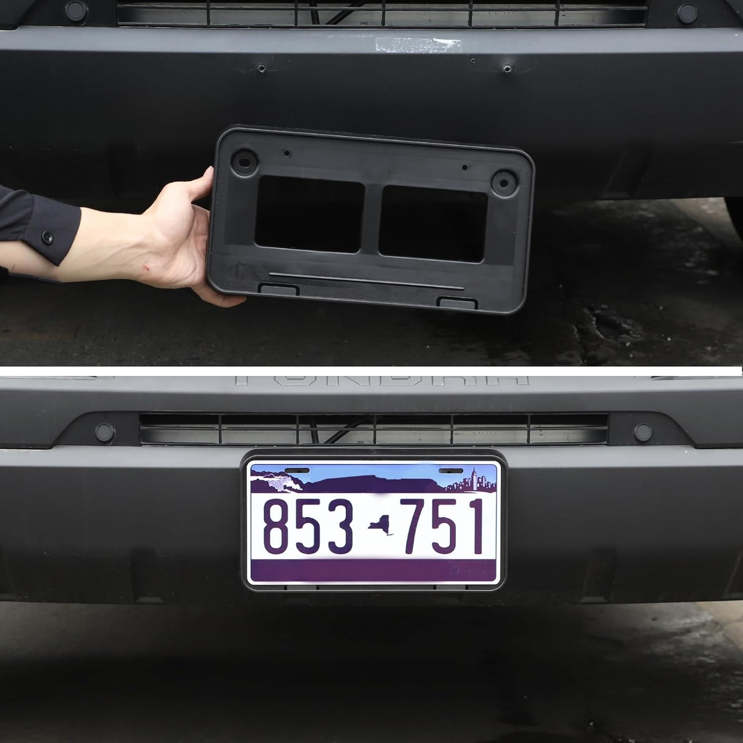 Soporte para placa de parachoques delantero compatible con Toyota Tundra 2022 2023, marco de etiqueta ABS, adaptador de montaje para parachoques