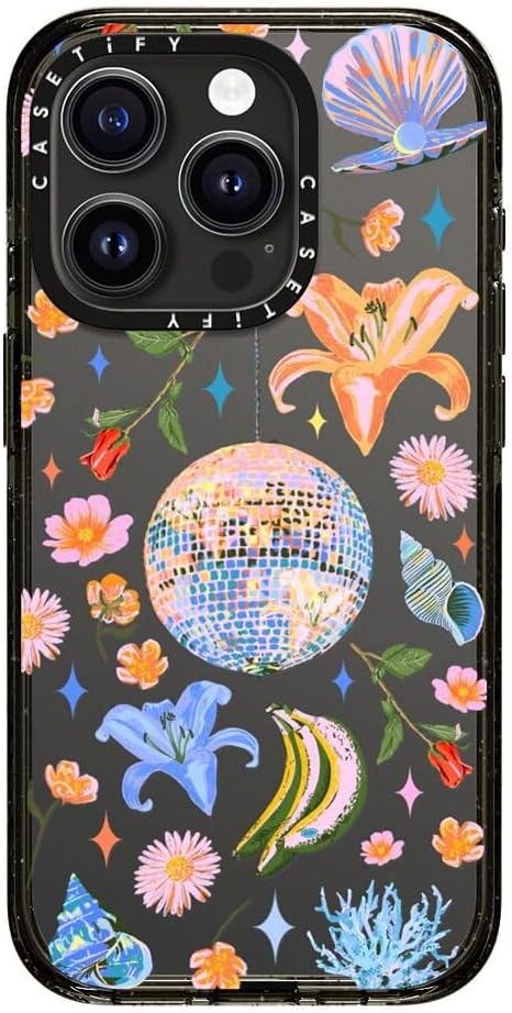 CASETiFY Funda Impact para iPhone 15 Pro 4 veces probada contra caídas de grado militar, protección contra caídas de 8.2 pies – Disco Magic – Negro