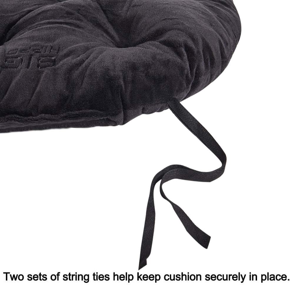 Big Hippo Almohadillas para silla con lazos, suaves almohadillas redondas gruesas de 17 pulgadas para jardín, patio, hogar, cocina, oficina o