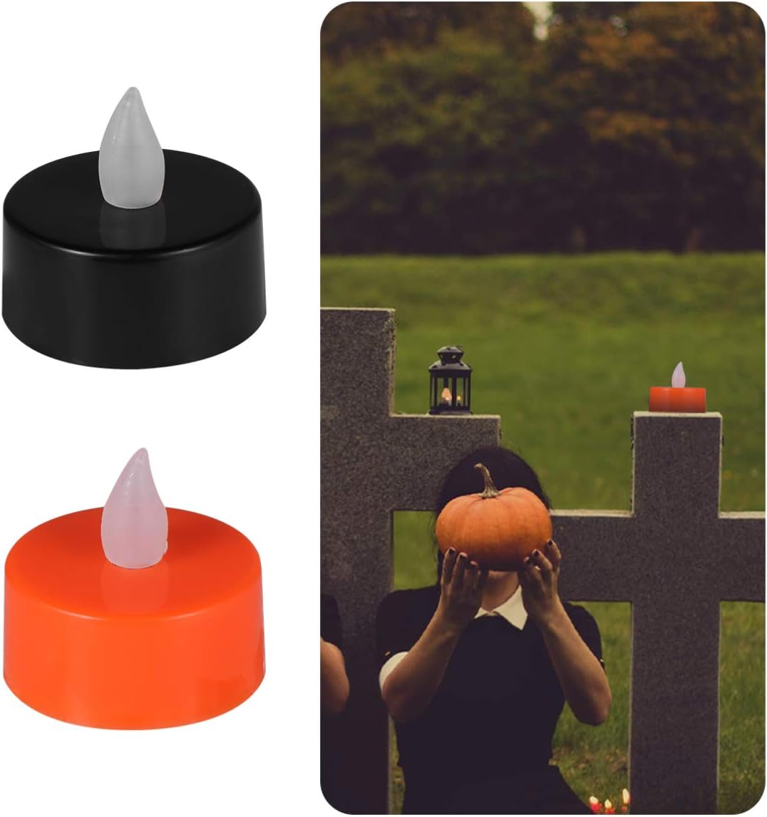Uonlytech 10 velas electrónicas LED, luz parpadeante sin llama, luz de té alimentada, luz de vela de plástico para el hogar, para Halloween, fiesta,