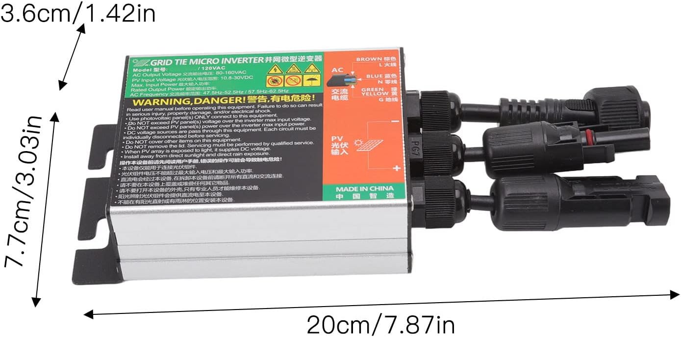 Garosa Rejilla Tie Micro Inversor Aleación de aluminio Micro Solar PV Inversor Refrigeración sin ventilador con cable de CA (GMI-180L-AC110V)