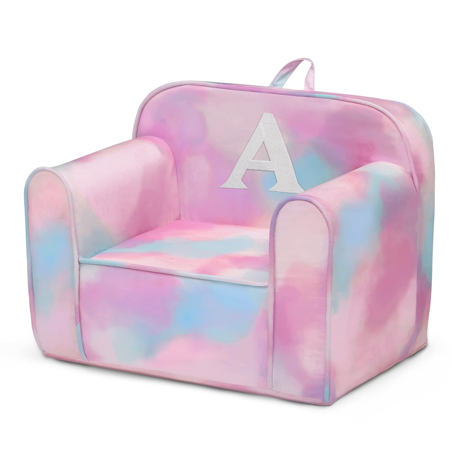 Delta Children Silla Cozee personalizada con monograma, personalizable con la letra A, silla de espuma para niños de 18 meses en adelante, teñido
