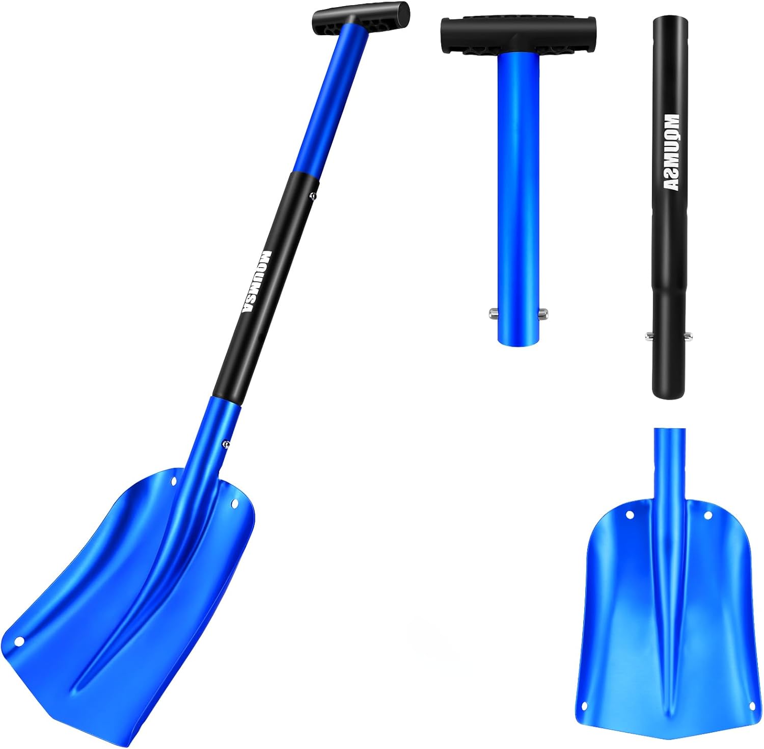Portátil telescópico aluminio utilitario coche ajustable edición extendida pala de nieve (azul)