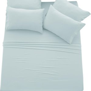 Lux Decor – Juego de sábanas de microfibra cepillada de 6 piezas con bolsillos de 16 pulgadas de profundidad, fundas de almohada bordadas y lisas, Lux Decor – Juego de sábanas de microfibra cepillada de 6 piezas con bolsillos de 16 pulgadas de profundidad, fundas de almohada bordadas y lisas,