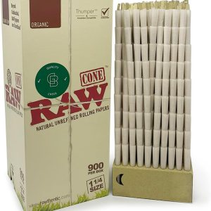 RAW Tamaño de los conos 1 14 caja de 900  Conos orgánicos con puntas, papeles de liar patentados de combustión lenta, adhesivo verde blazer RAW Tamaño de los conos 1 14 caja de 900  Conos orgánicos con puntas, papeles de liar patentados de combustión lenta, adhesivo verde blazer