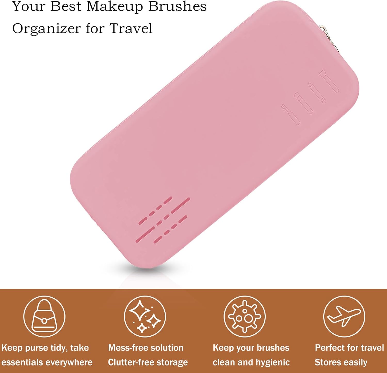 Soporte para brochas de maquillaje de viaje, soporte de silicona moderno y portátil, organizador de herramientas de maquillaje suave y elegante para