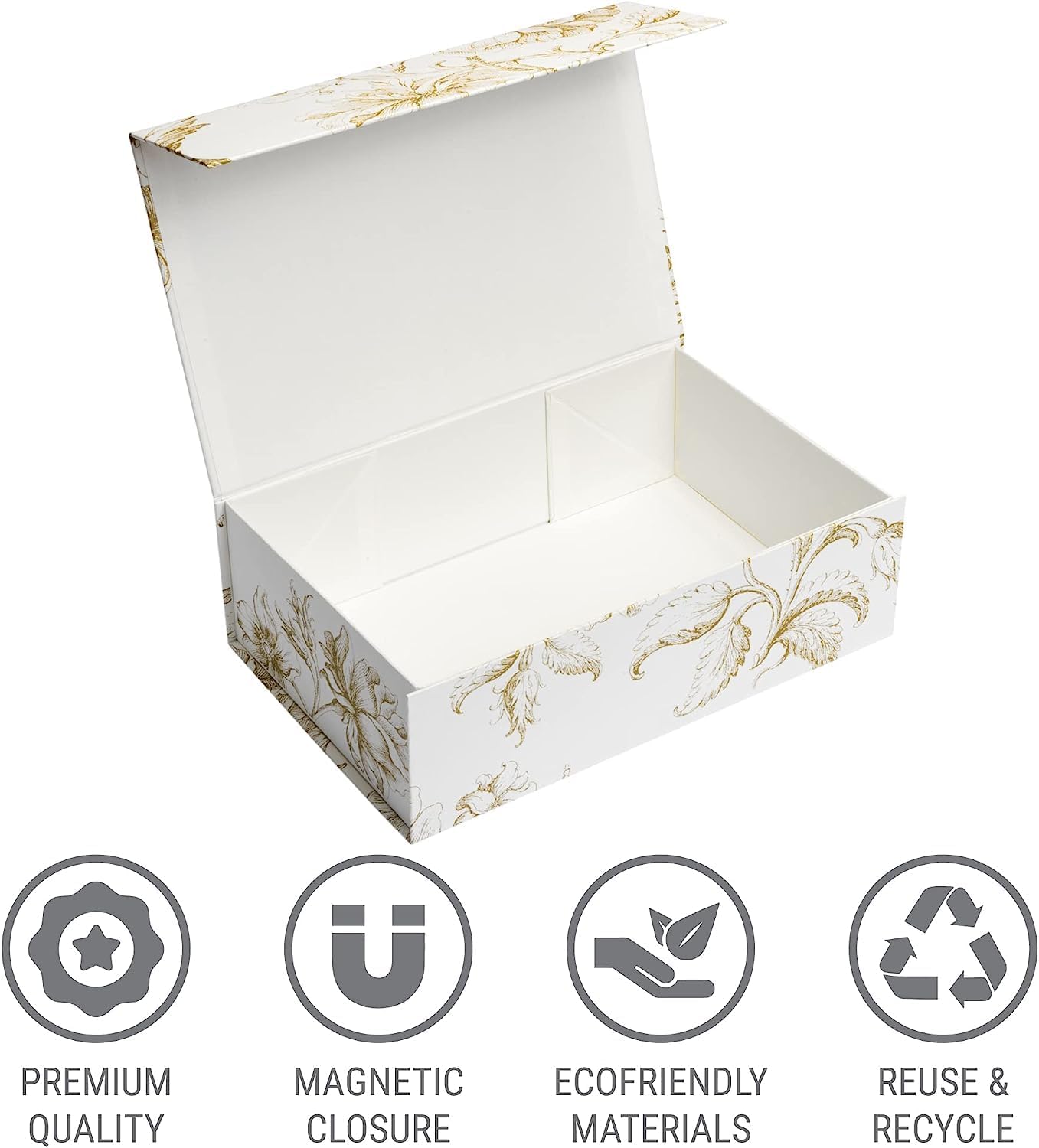 Sorarto Caja de regalo de lujo con tapa magnética, paquete de 3 cajas de regalo decorativas florales doradas para regalos, regalos de boda y