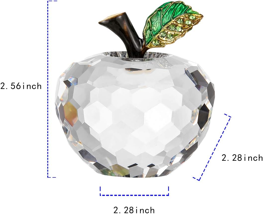 Vie jeune Figura de manzana de cristal, diseño de estatua hecha a mano, decoración del hogar, manualidades de cristal coleccionables, viene con caja