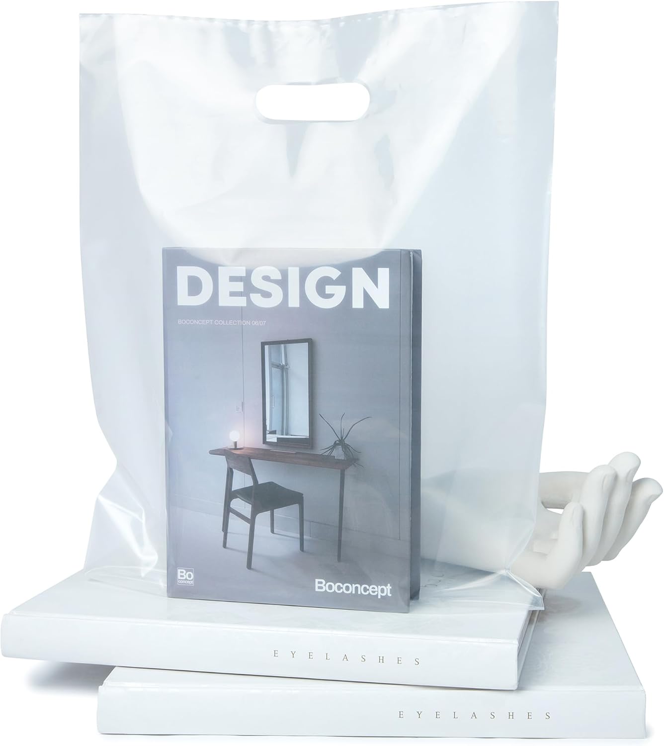Choice Marts 100 bolsas de plástico transparente con asas de 2 mil, 12 x 15 pulgadas, bolsas de mercancía gruesas y brillantes, bolsas de compras