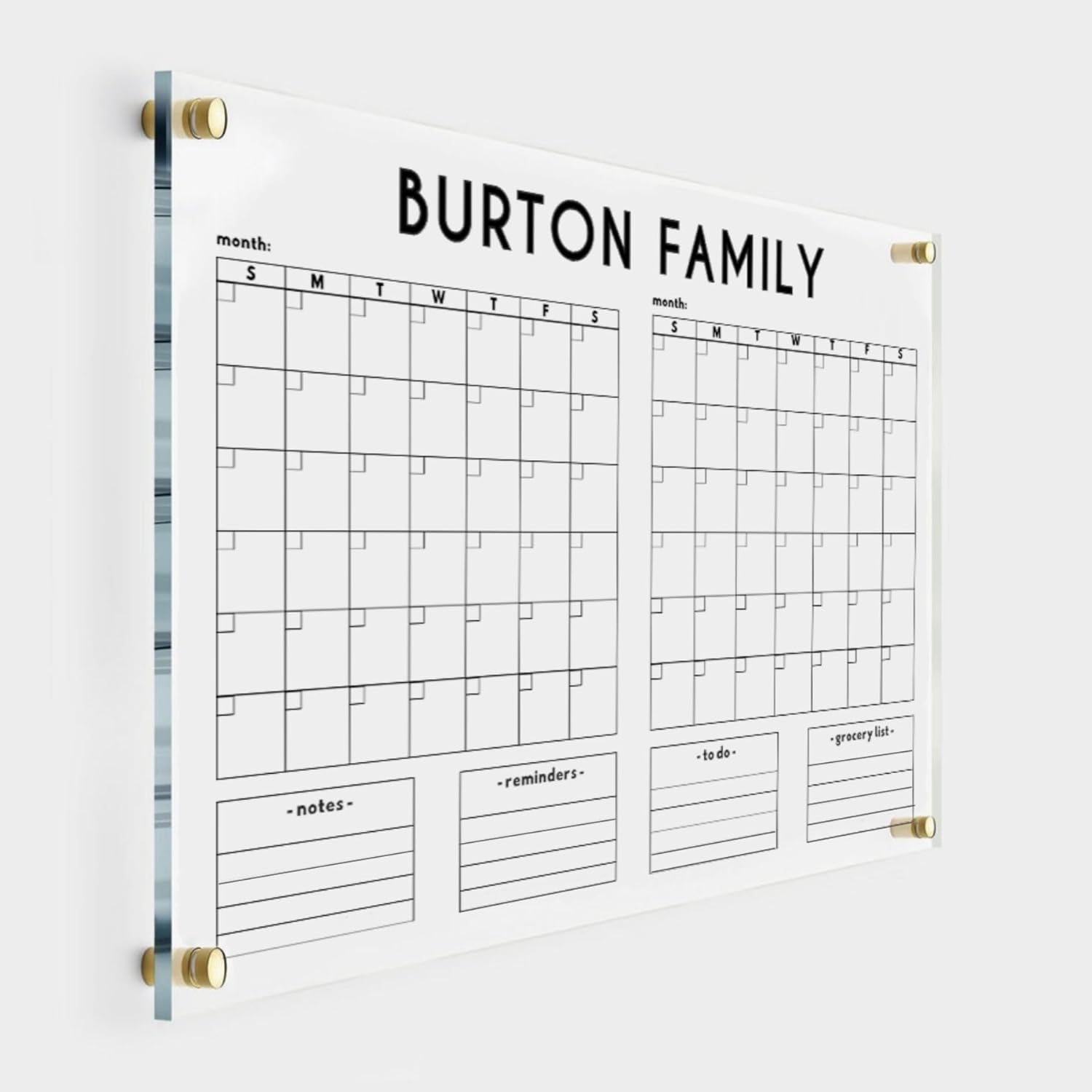 Acrylic Two Month Wall Calendar – Personalized Calendar 2024, Two Month Planner Family Calendar 2024 Calendar w Marker, Monthly and Weekly Double