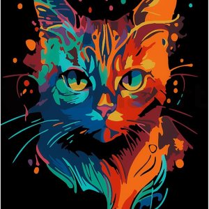 Omaart Kit de pintura por números para principiantes, lienzo enmarcado, diseño de gato de fantasía, incluye lienzo enmarcado y estirado preimpreso, Omaart Kit de pintura por números para principiantes, lienzo enmarcado, diseño de gato de fantasía, incluye lienzo enmarcado y estirado preimpreso,