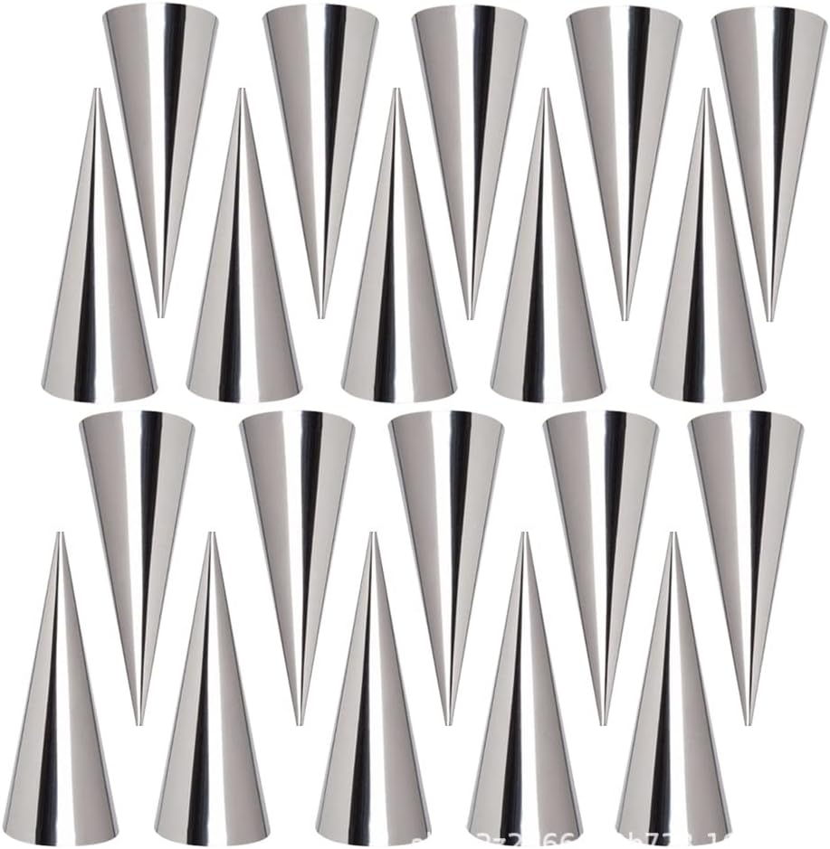 AMBESTAR Juego de 30 moldes de cuernos de crema, grandes de acero inoxidable Canolis Forms Cannoli Kit para hornear canolis, cáscara de croissant,